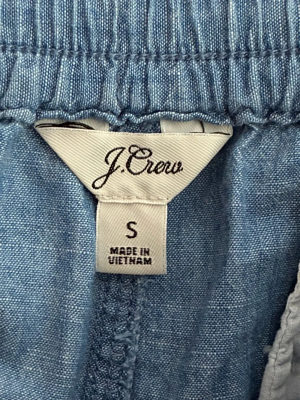 J. Crew Light Blue Chambray Shorts with Elastic Waist Small